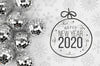 Silver Christmas Balls With Happy New Year 2020 Psd
