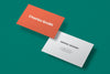 Simple Business Card Mockup Psd In Orange And White With Front And Rear View