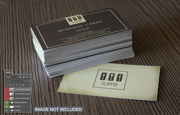 Simple Business Cards On Wooden Surface Mockup Psd
