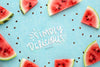 Simply Delicious Mock-Up Surrounded By Slices Of Watermelon Frame Psd