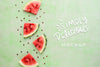 Simply Delicious Mock-Up With Slices Of Watermelon Psd