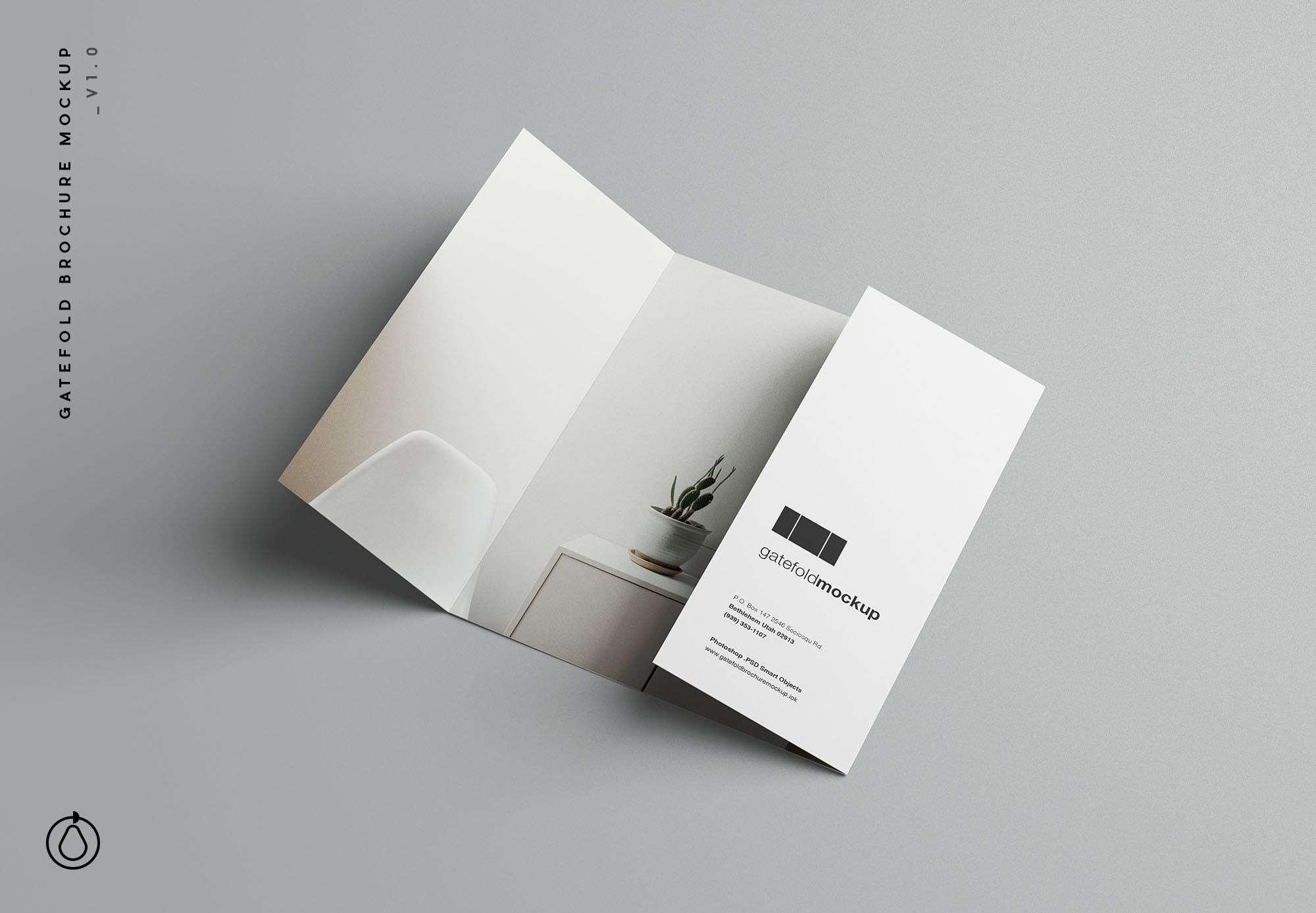 Single Gatefold Brochure Mockup