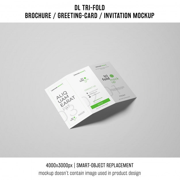 Single Trifold Brochure Or Invitation Mockup Psd