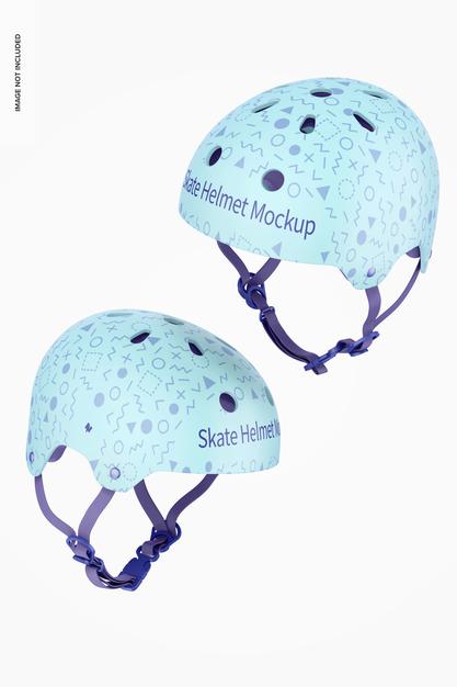 Skate Helmets Mockup, Floating Psd