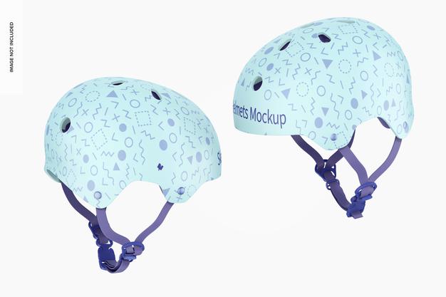Skate Helmets Mockup, Left And Right View Psd