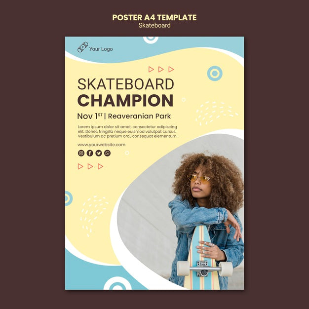 Skateboarding Concept Poster Template Psd