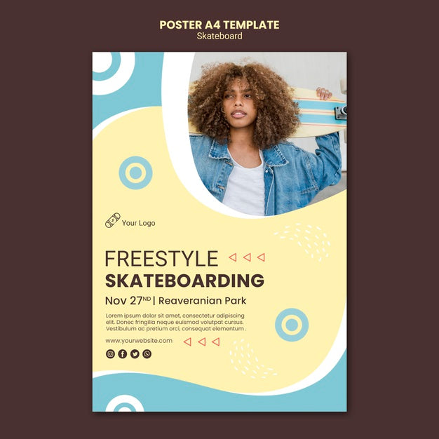 Skateboarding Concept Poster Template Psd