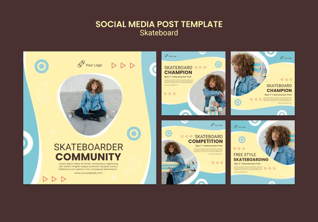 Skateboarding Concept Social Media Post Template Psd