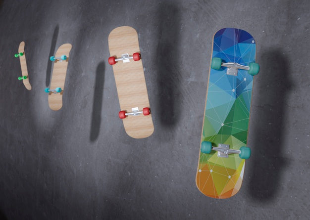 Skateboards Floating In The Air With Mock-Up Psd