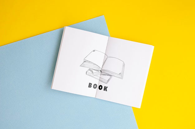 Sketch Book Mock-Up On Bicolor Background Psd