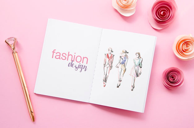 Sketch Book Mock-Up On Pink Background Psd