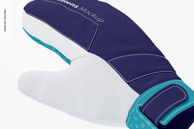 Ski Mittens Mockup, Close Up Psd