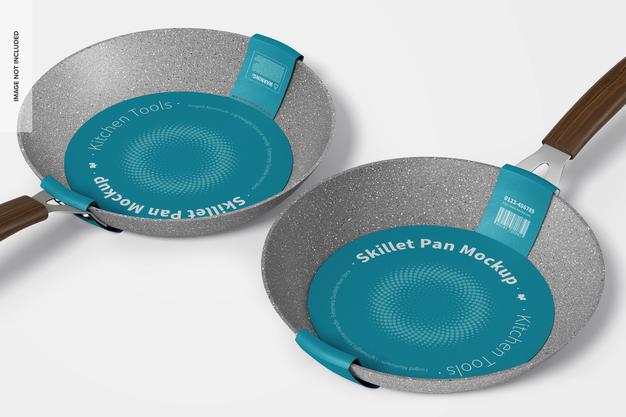 Skillet Pans Mockup, Close Up Psd