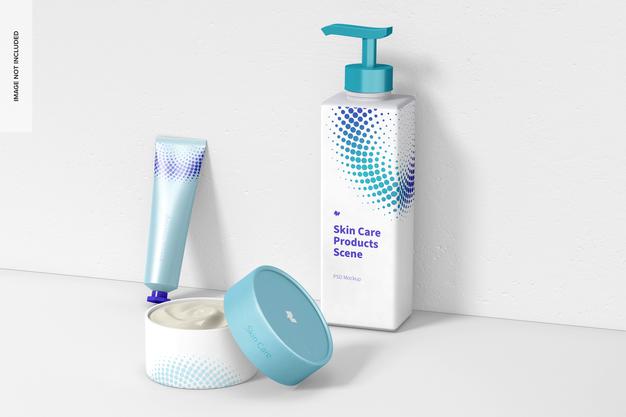 Skin Care Products Scene Mockup Psd