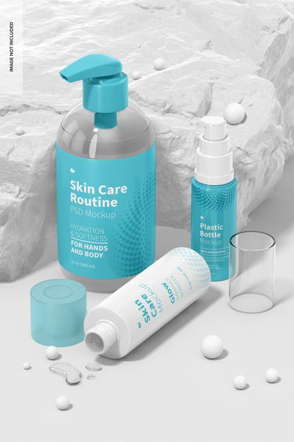 Skin Care Routine Scene Mockup Psd