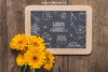 Slate And Flower Decoration Psd