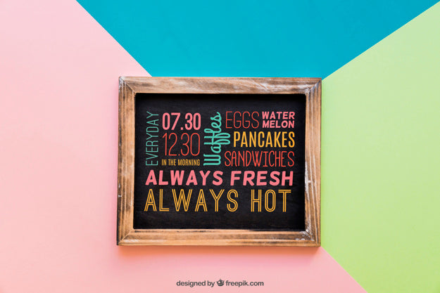 Slate Mockup On Colorful Background Psd