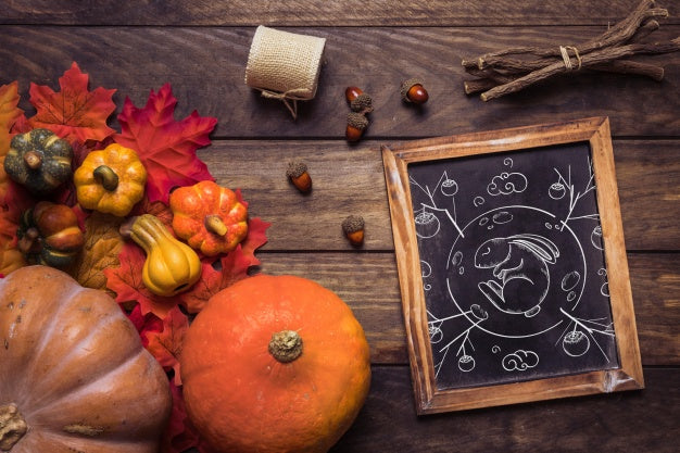 Slate Mockup With Autumn Concept Psd