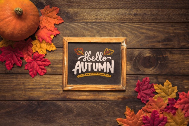 Slate Mockup With Autumn Concept Psd