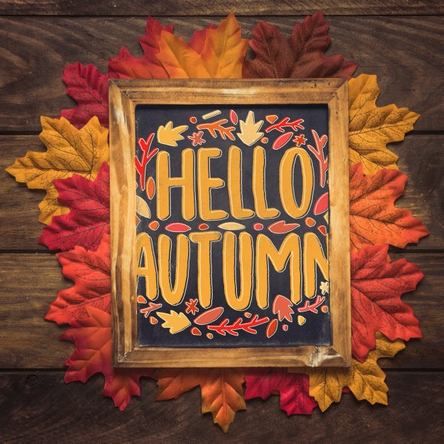 Slate Mockup With Autumn Concept Psd