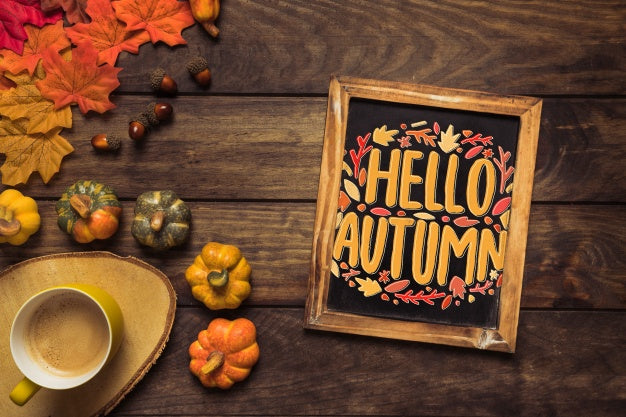 Slate Mockup With Autumn Concept Psd