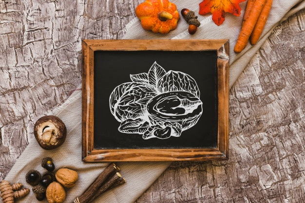 Slate Mockup With Autumn Concept Psd