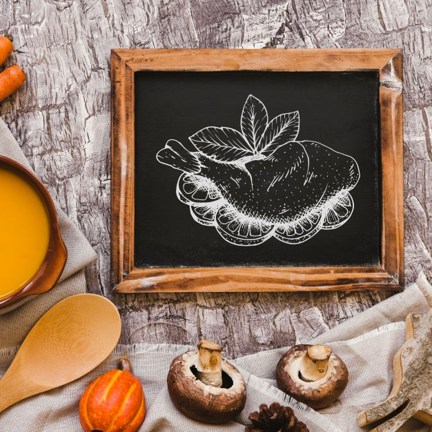 Slate Mockup With Autumn Concept Psd