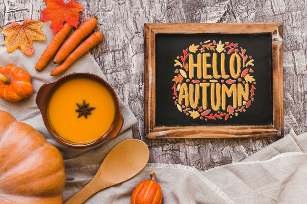 Slate Mockup With Autumn Concept Psd