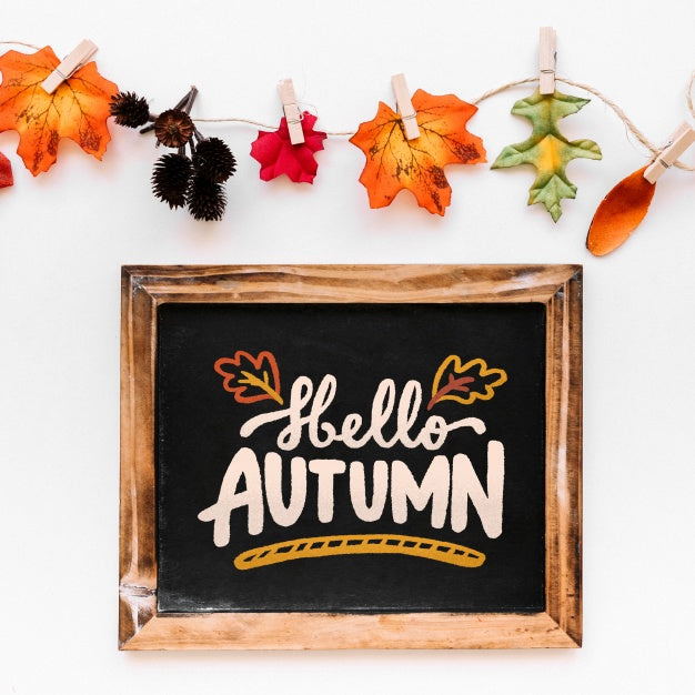 Slate Mockup With Autumn Concept Psd