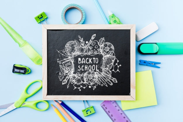 Slate Mockup With Back To School Concept Psd