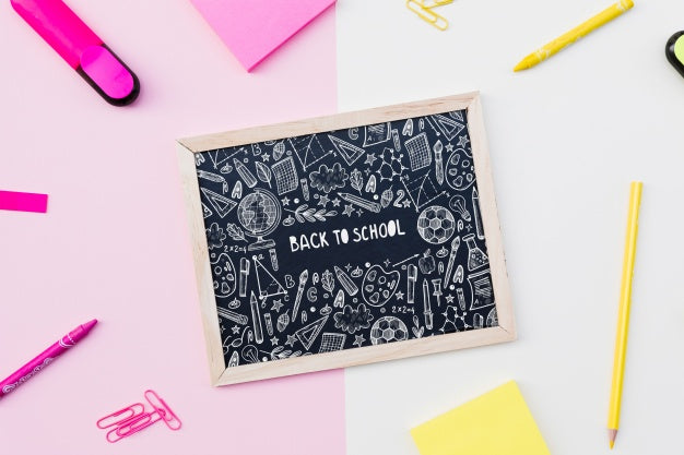 Slate Mockup With Back To School Concept Psd