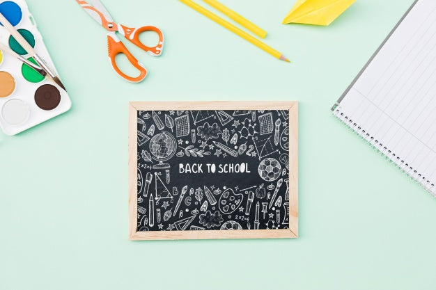 Slate Mockup With Back To School Concept Psd