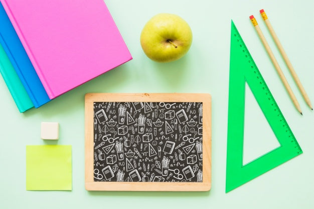 Slate Mockup With Back To School Concept Psd