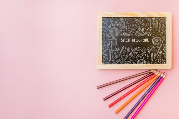 Slate Mockup With Back To School Concept Psd