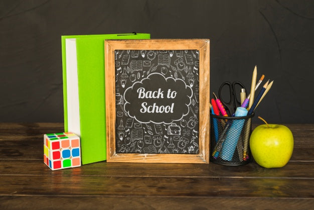 Slate Mockup With Back To School Concept Psd