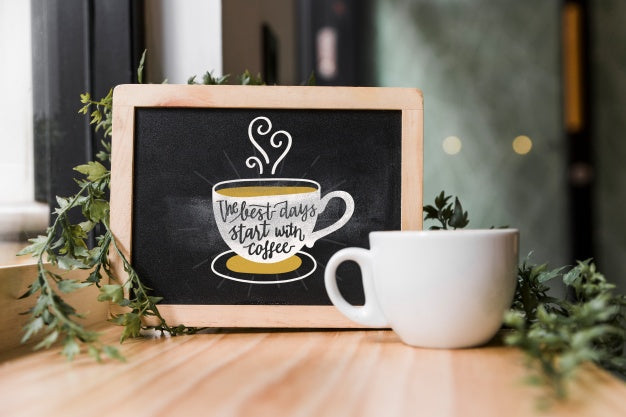 Slate Mockup With Coffee Concept Psd