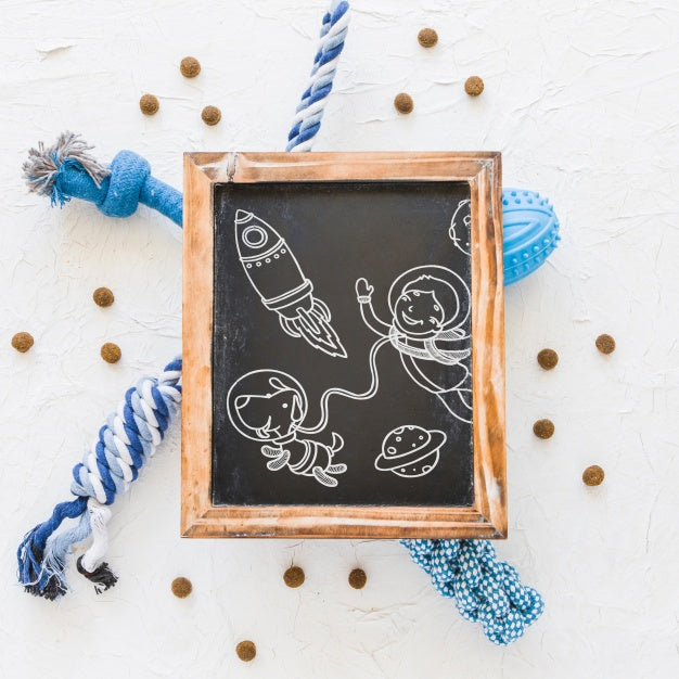 Slate Mockup With Dog Concept Psd