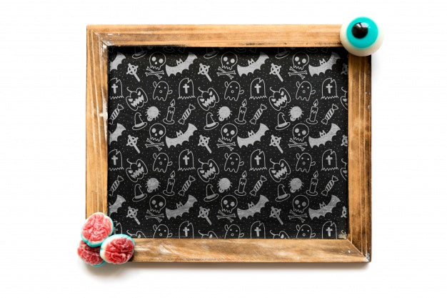 Slate Mockup With Halloween Concept Psd
