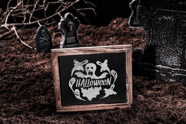 Slate Mockup With Halloween Concept Psd