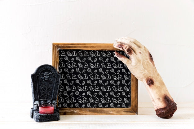 Slate Mockup With Halloween Concept Psd