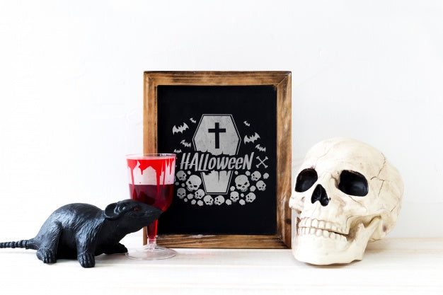 Slate Mockup With Halloween Concept Psd