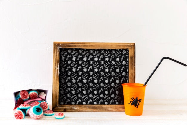 Slate Mockup With Halloween Concept Psd