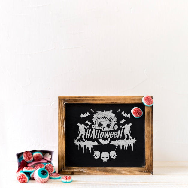 Slate Mockup With Halloween Concept Psd