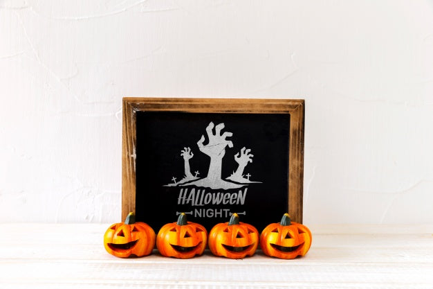 Slate Mockup With Halloween Concept Psd