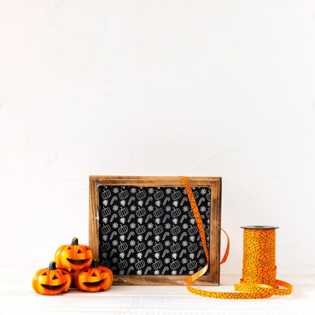 Slate Mockup With Halloween Concept Psd