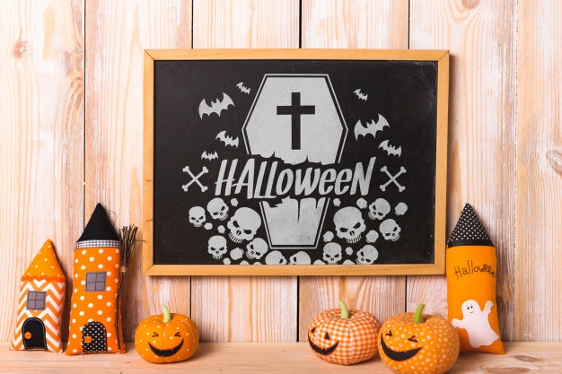 Slate Mockup With Halloween Concept Psd