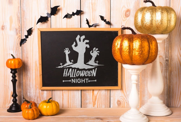 Slate Mockup With Halloween Concept Psd