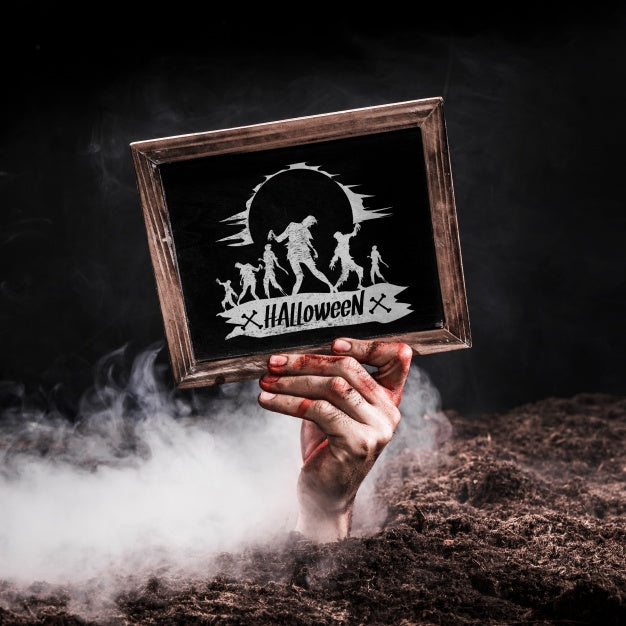 Slate Mockup With Halloween Concept Psd