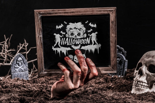 Slate Mockup With Halloween Concept Psd