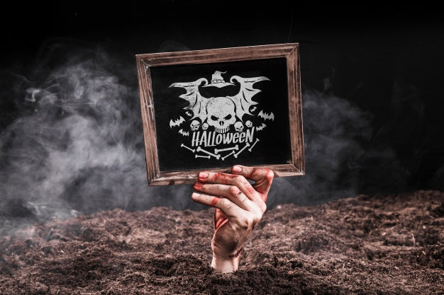 Slate Mockup With Halloween Concept Psd
